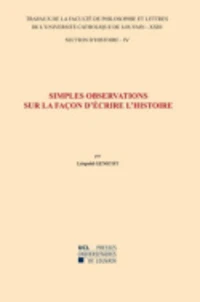 Simples observations sur la façon d'écrire l'histoire