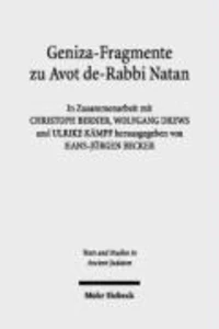 Geniza-Fragmente zu Avot de-Tabbi Natan