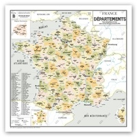 Geo reflet Editions - Carte de France Administrative des Départements - Modèle Vintage - Poster Plastifié 100x100.