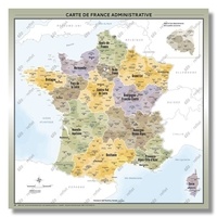 Geo reflet Editions - Carte de France Administrative - Modèle Topaze - Affiche 100x100cm.