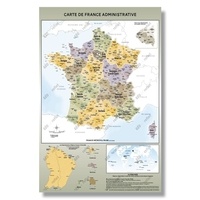 Geo reflet Editions - Carte de France Administrative - Modèle Topaze - Poster Plastifié A0.
