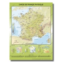 Geo reflet Editions - Carte de France Physique : Relief et Hydrographie - Affiche 60x80cm.