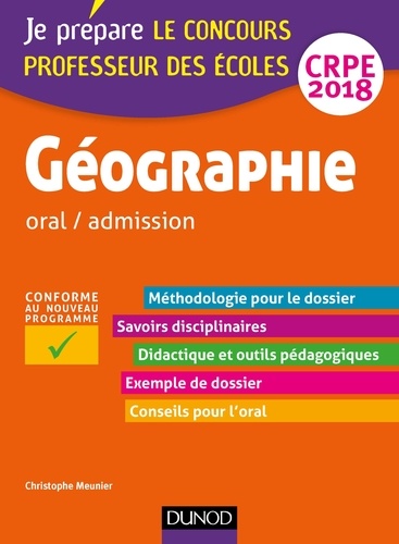 Géographie - Professeur des écoles - oral / admission - CRPE 2018.