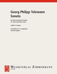 Georg Philipp Telemann - Sonata en la majeur - viola and guitar (lute). Partition d'exécution..