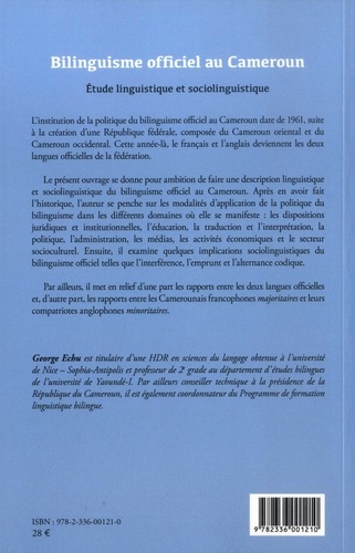 Bilinguisme officiel au Cameroun. Etude linguistique et sociolinguistique