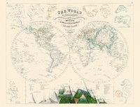 George Heriot Swanston - Le monde en hémisphères - 85 x 65 cm.