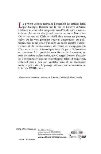 Lire et éditer André Chénier