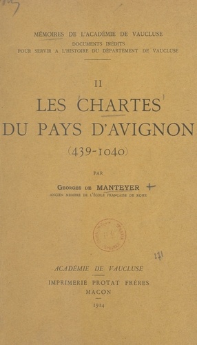 Les chartes du pays d'Avignon, 439-1040