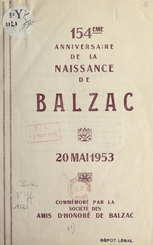 Les ressources de Quinola. Représentation exceptionnelle à l'occasion du 154e anniversaire de la naissance de Balzac, 20 mai 1953