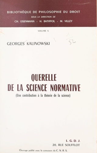 Querelle de la science normative. Une contribution à la théorie de la science