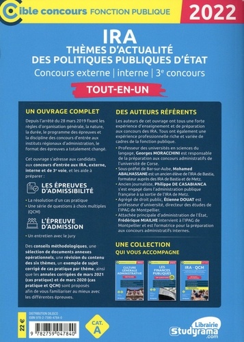 Concours des IRA. Thèmes d'actualité des politiques publiques d'Etat Tout-en-un  Edition 2022