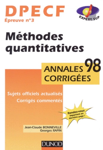 Georges Rapin et Jean-Claude Bonneville - DPECF épreuve n° 3 Méthodes quantitatives.