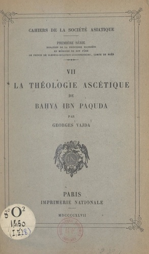 La théologie ascétique de Baḥya ibn Paquda