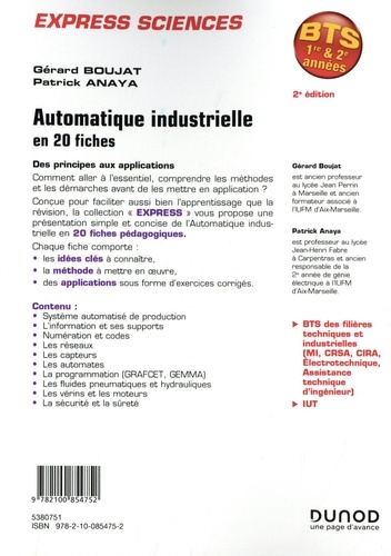 Automatique industrielle en 20 fiches BTS 1re & 2e années 2e édition