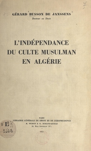 L'indépendance du culte musulman en Algérie