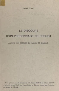 Le discours d'un personnage de Proust : analyse du discours du baron de Charlus
