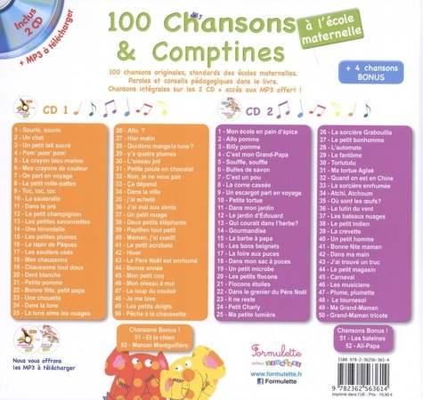 60 comptines et formulettes pour maternelle : livre et CD élaborés