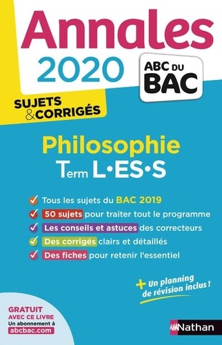 Philosophie Tle L-ES-S. Sujets & corrigés  Edition 2020