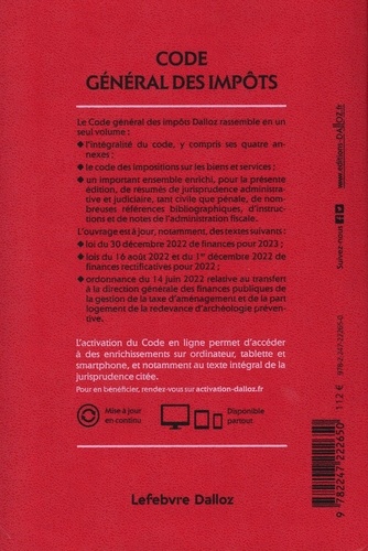 Code général des impôts. Annoté  Edition 2023