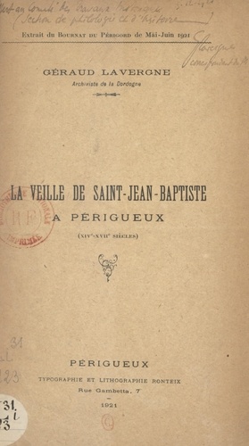 La veille de Saint-Jean-Baptiste à Périgueux (XIVe-XVIIe siècles)