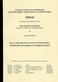De La Texture Des Sauces Et Des Soupes : Approches Sensorielle Et Rheologique