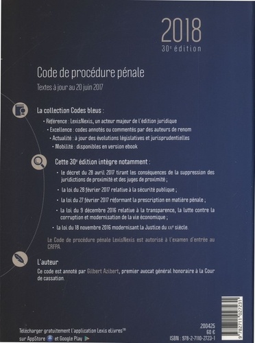 Code de procédure pénale. Version eBook incluse  Edition 2018