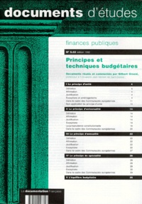 Gilbert Orsoni et  Collectif - Finances Publiques Numero 5.02 1992 : Principes Et Techniques Budgetaires.