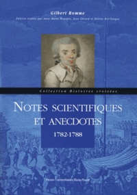 Gilbert Romme - Notes scientifiques et anecdotes - 1782-1788.