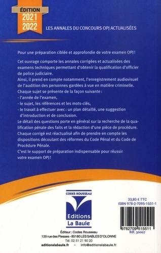 Les annales du concours OPJ actualisées de Gilles Davennes - Grand Format -  Livre - Decitre