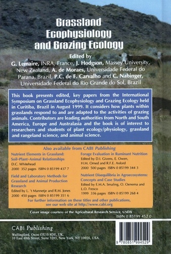 Grassland Ecophysiology and Grazing Ecology