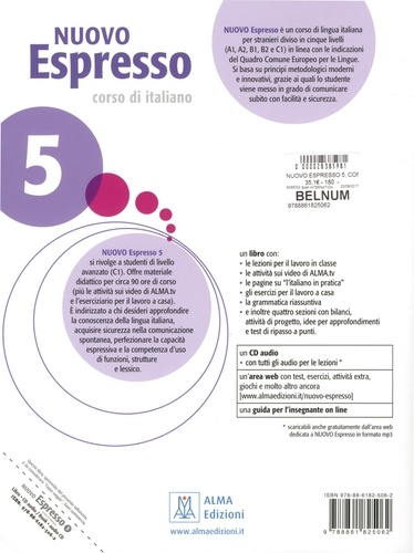 Nuovo Espresso 5, corso di italiano. Libro dello studente e esercizi  avec 1 CD audio
