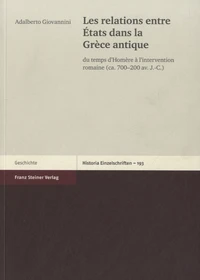 Les relations entre Etats dans la Grèce antique