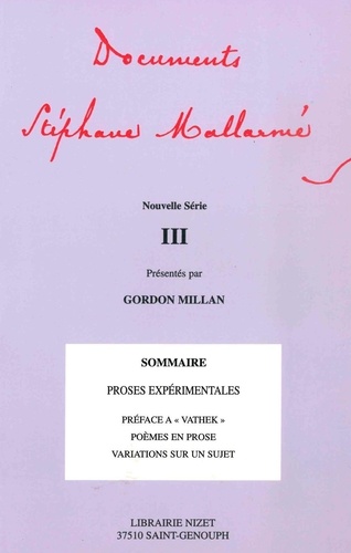 Gordon Millan - Dcouments Stéphane Mallarmé : nouvelle série 3.