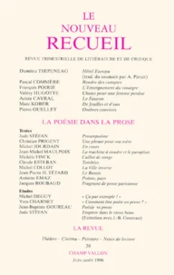 Le Nouveau Recueil N°39 Juin-Aout 1996 : La Poesie Dans La Prose