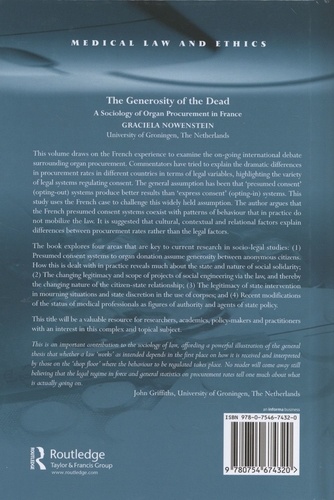 The Generosity of the Dead. A Sociology of Organ Procurement in France