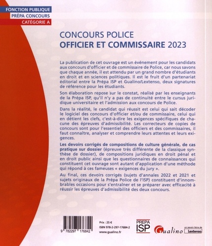 Concours police officier et commissaire. Catégorie A  Edition 2023