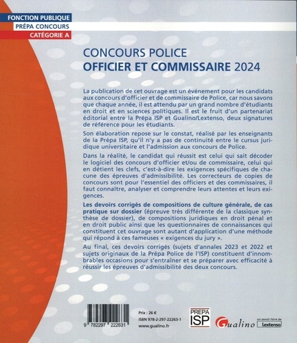 Concours police officier et commissaire. Catégorie A  Edition 2024