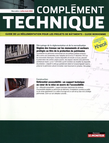 Julien Elmaleh - Complément technique Hors série Juillet-août 2022 : Guide de la réglementation pour les projets de bâtiments - Guide Bonhomme.