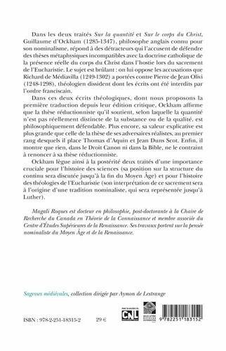 Traité sur la quantité & Traité sur le corps du Christ