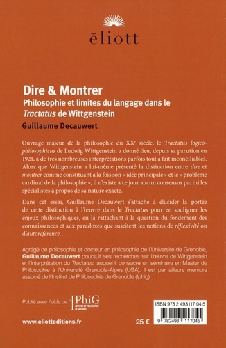 Dire & Montrer. Philosophie et limites du langage dans le Tractatus de Wittgenstein