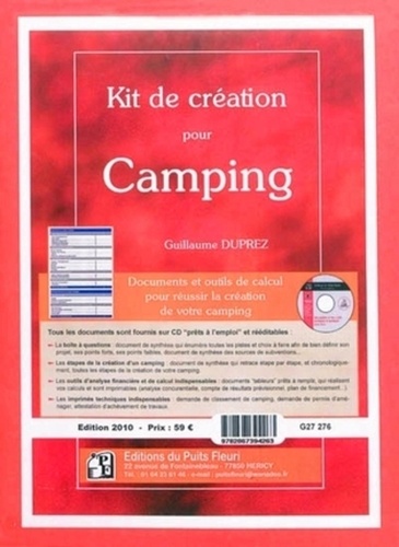 Guillaume Duprez - Kit de création pour Camping - Documents et outils de calcul pour réussir la création de votre camping. 1 Cédérom