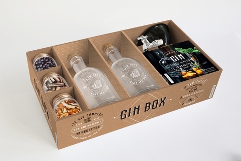 Guillaume Guerbois - Gin box - Coffret avec 2 bouteilles pour réaliser votre gin, 3 pots à épices & 1 entonnoir.