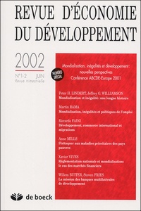 GUILLAUMONT PATRICK - Revue D'Economie Du Developpement N° 1-2 Juin 2002 : Mondialisation, Inegalites Et Developpement : Nouvelles Perspectives, Conference Abcde-Europe 2001.