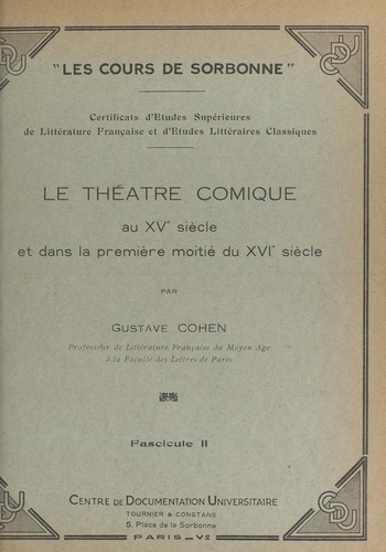 Le théâtre comique au XVe siècle et dans la première moitié du XVIe siècle (2)