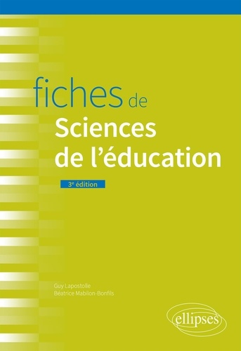Fiches de sciences de l'éducation 3e édition