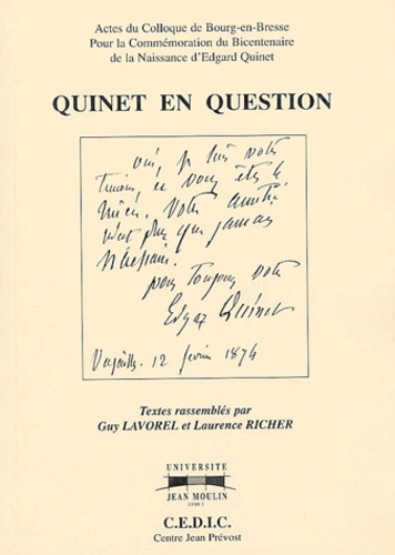 Guy Lavorel et Laurence Richer - Quinet en question.