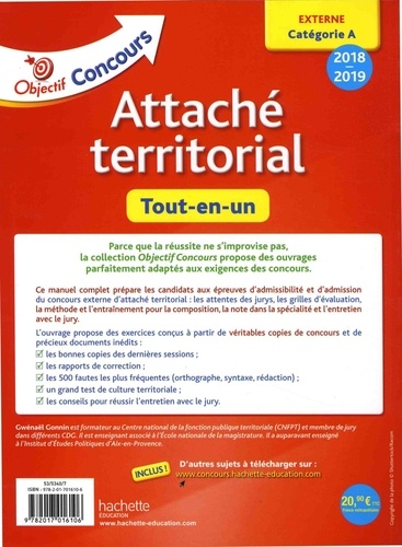 Attaché territorial tout-en-un. Externe Catégorie A  Edition 2018-2019