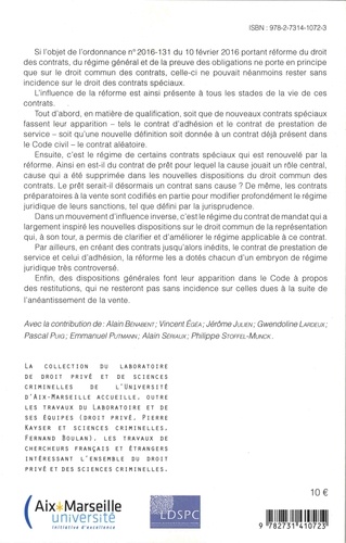 Le droit spécial des contrats à l'épreuve du nouveau droit commun. Actes du colloque du 16 décembre 2016 à Aix-Marseille Université