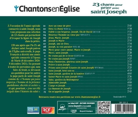 23 chants pour prier avec Saint Joseph  1 CD audio