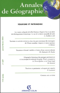  Collectif - Annales de Géographie N° 629 Janvier-Février 2003 : Tourisme et patrimoine.